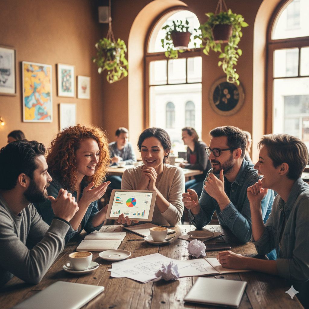 Un grup de oameni vorbind despre marketing 2